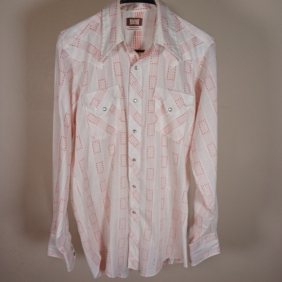 Fenton Other - Fenton Vintage Western Pearl Snap Dashed Windopane Check Rockabilly Cowboy Shirt